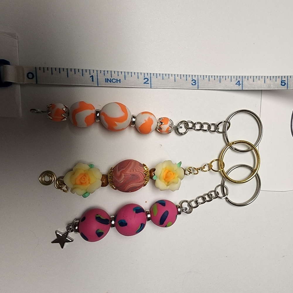 Handmade polymer clay bead keychain  set